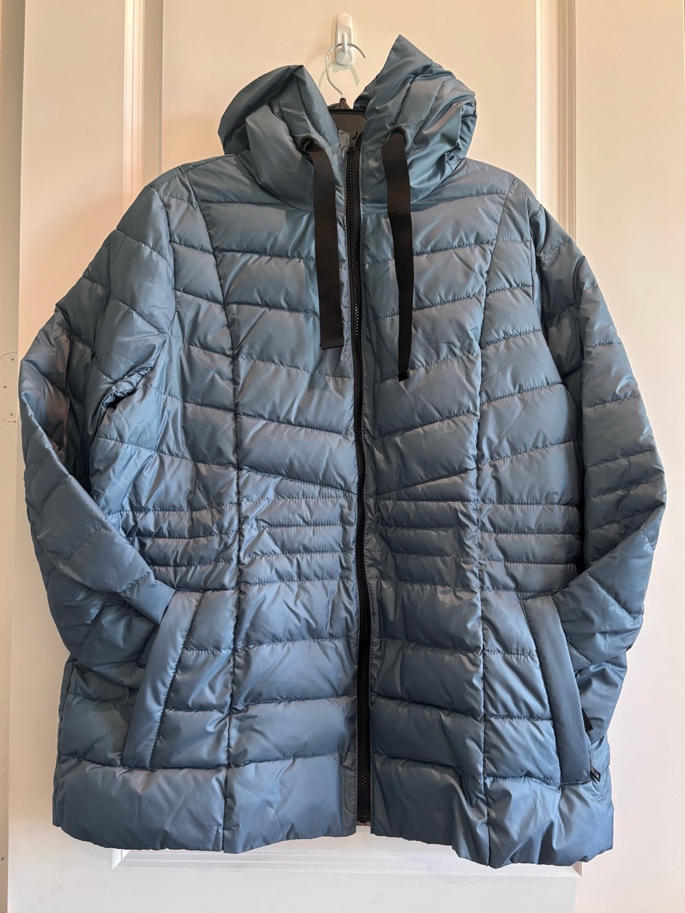 Nuage Blue Clay Quilted Packable Hooded Puffer Jacket Women’s XL NWT